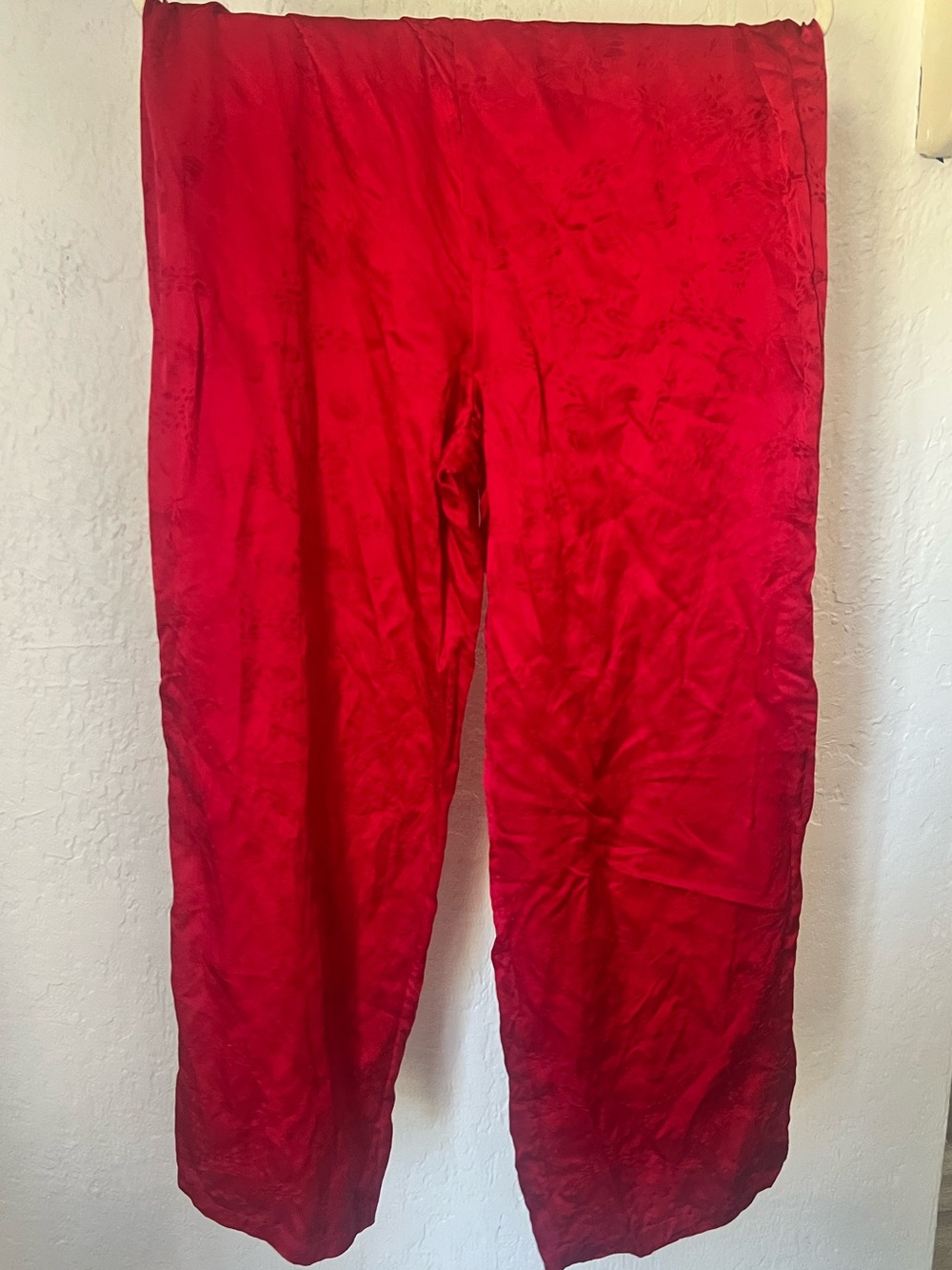 100% Silk Red Long Sleeve Pajama Set Size M by August Silk - Picture 3 of 12